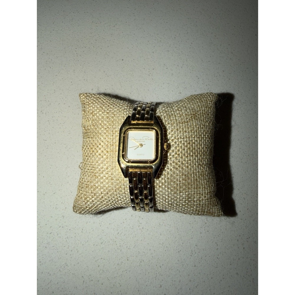Oscar de la Renta Parfums 2 Tone Gold Silver STAINLESS STEEL BRACELET WATCH